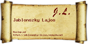 Jablonszky Lajos névjegykártya